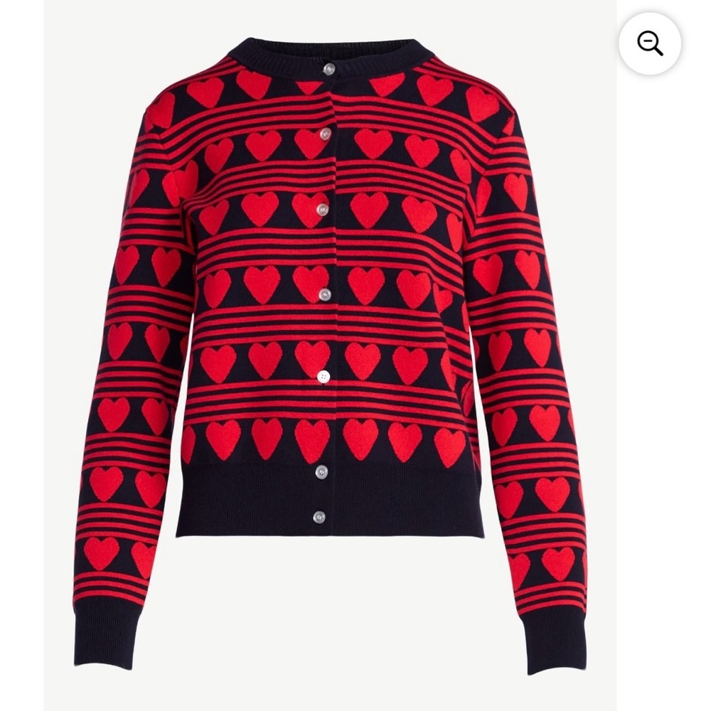 FREE ASSEMBLY Red & Black Heart-Print Cardigan Sweater